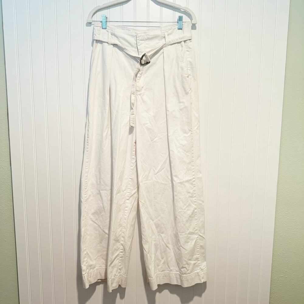 Abercrombie Fitch White Wide Leg Pants Belted High Waisted Size Medium